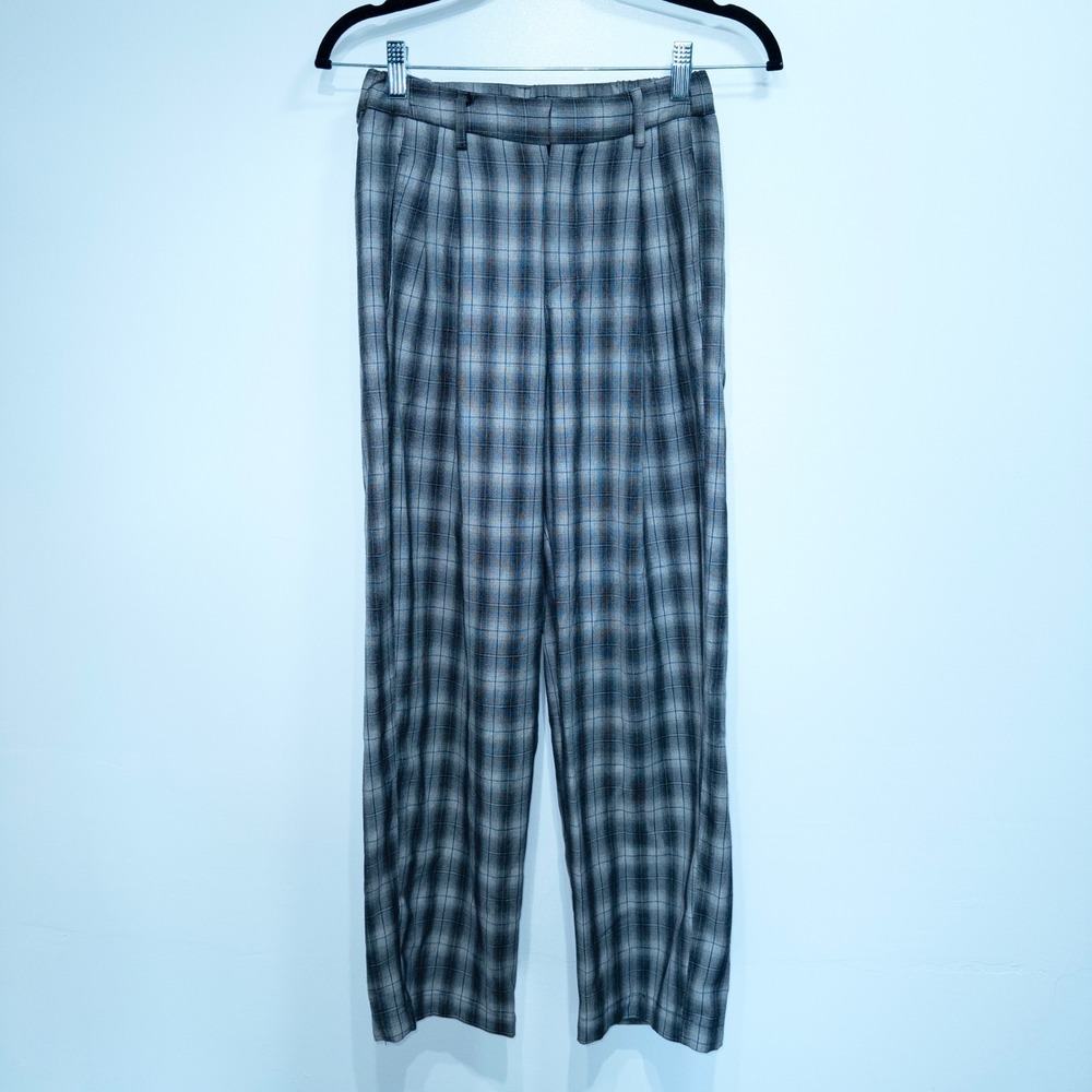 Urban Outfitters Gray Plaid Straight‎ Leg Trousers Size XS